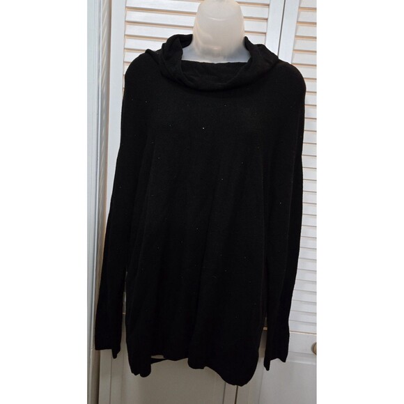 NWOT J. Jill Women's Black Crystal Cowl Neck Wool Blend Sweater M Classy - Picture 1 of 5